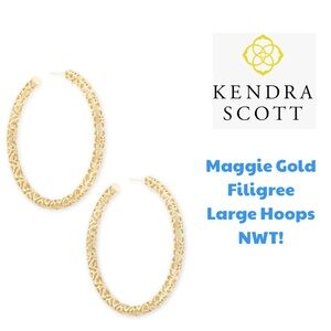 Kendra Scott, Maggie Gold Filigree,  Large Hoops, Authentic or Money back! NWT!